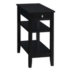 Convenience Concepts American Heritage Chairside End Table With Usb Ports & Ac Outlet 23.5' - Living Room Side Table With Storage Drawer, Bedroom Nightstand With Charging Station, Black