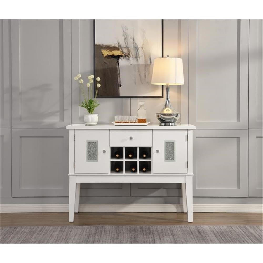 Acme Elizaveta Wooden Storage Server in Gray and White High Gloss