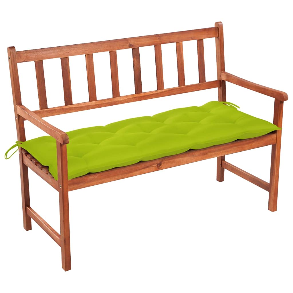 Solid Acacia Wood Patio Bench with Bright Green Cushion