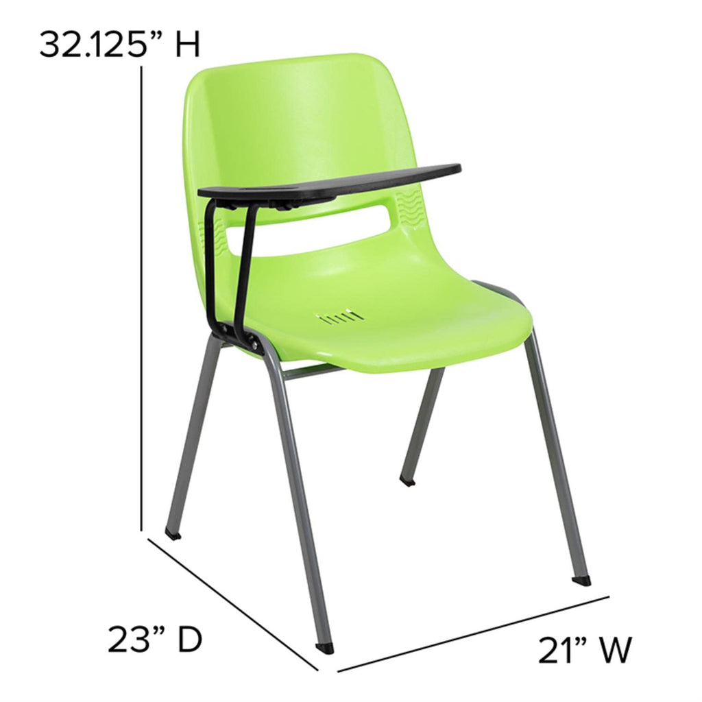 Flash Furniture Hercules Green Ergonomic Shell Chair With Right Handed Flip-Up Tablet Arm