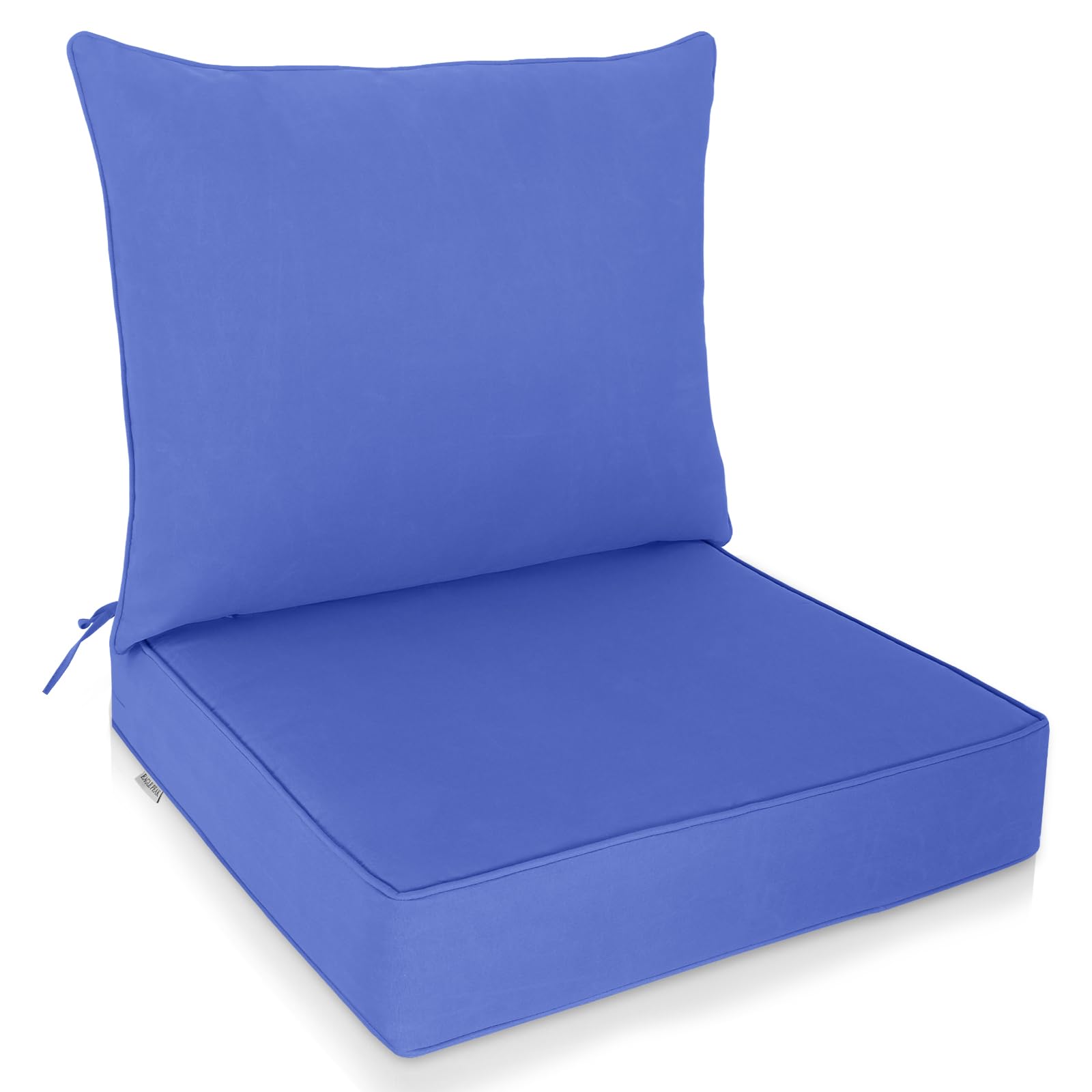 Eagle Peak Outdoor Deep Seat Patio Seat Cushion Set, 25 X 25 X 5 Inch, 2-Piece Back Chair Cushion, Set Of 1, Ocean Blue
