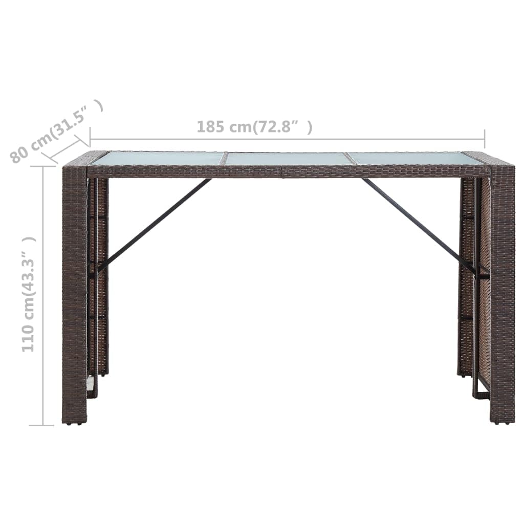 Furniking 7 Piece Garden Bar Set with Cushions Poly Rattan Brown (67kg)