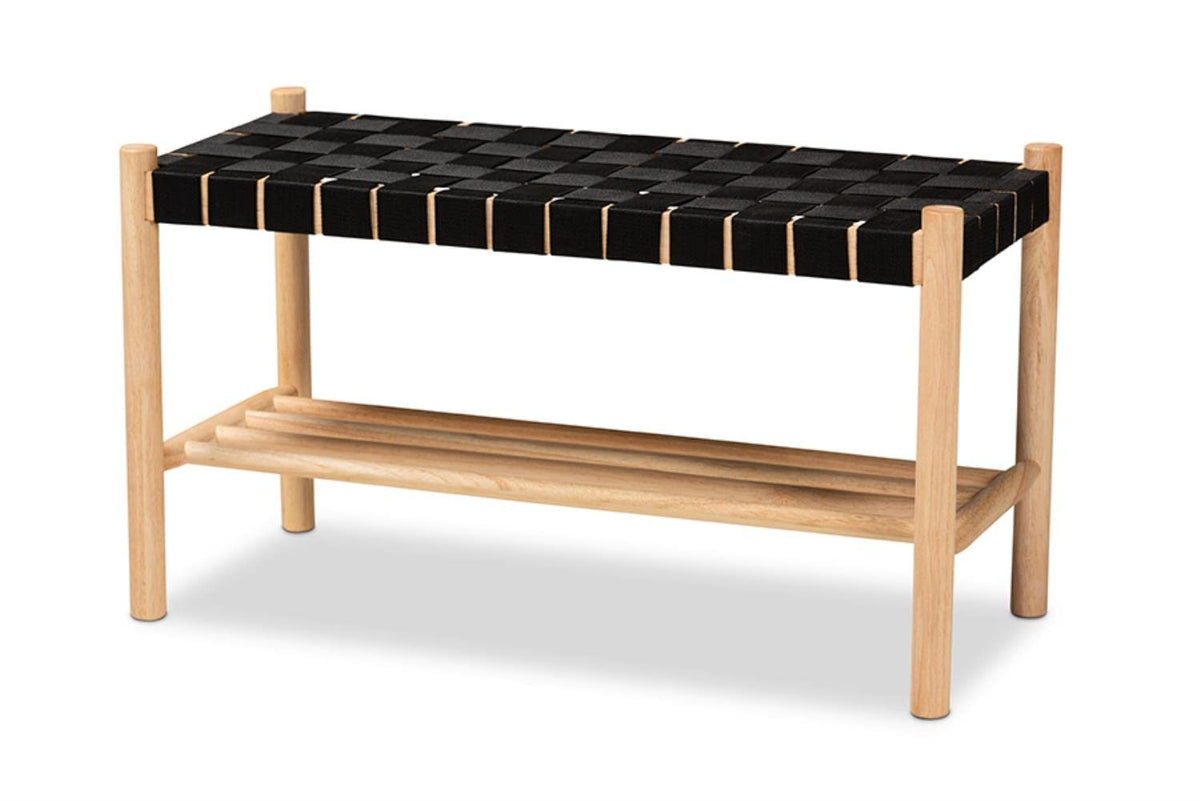 Baxton Studio Cadmus Rustic Black and Oak Brown Finished Wood Bench