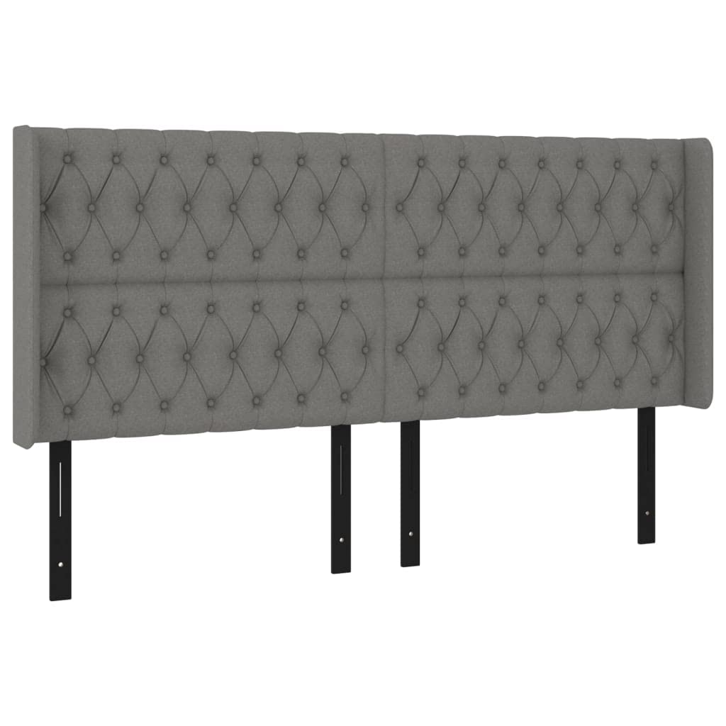 Vidaxl Headboard, Upholstered Headboard For Bed Home, Bed Headboard With Ears, Bedroom Furniture, Dark Gray 79.9"X6.3"X46.5"/50.4" Fabric