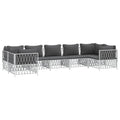 vidaXL Patio Furniture Set 7 Piece, Sectional Sofa with Cushions, Patio Lounge Set for Garden Lawn Backyard, Outdoor Patio Furniture, White Steel