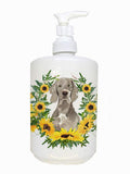 Caroline's Treasures CK2957SOAP Weimaraner in Sunflowers Ceramic Soap Dispenser Hand Soap Dispenser Pump Bottles for Bathroom Ki