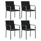 vidaXL 5-Piece Patio Dining Set with Cushions, Weather-Resistant PE Rattan and Stable Steel Frame, Tempered Glass Tabletop, Comfortable Seating for Patio, Garden, Outdoor Living Space