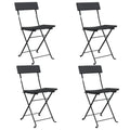 vidaXL 4 pcs Black Bistro Chairs; Foldable Design with Weather-Resistant Poly Rattan and Stable Powder-Coated Steel Frame. Easy to Assemble & Ideal for Patio, Garden or Terrace Seating.