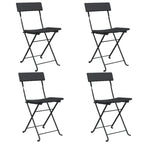 vidaXL 4 pcs Black Bistro Chairs; Foldable Design with Weather-Resistant Poly Rattan and Stable Powder-Coated Steel Frame. Easy to Assemble & Ideal for Patio, Garden or Terrace Seating.