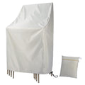 Waterproof Stackable Chair Covers, Uranshin Outdoor Patio Furniture Covers Stacked Chairs 210D Oxford Lounge Chair Covers Outdoor Stack Chairs For All Weather Protection,25'L X 25'W X 47”H (Beige)