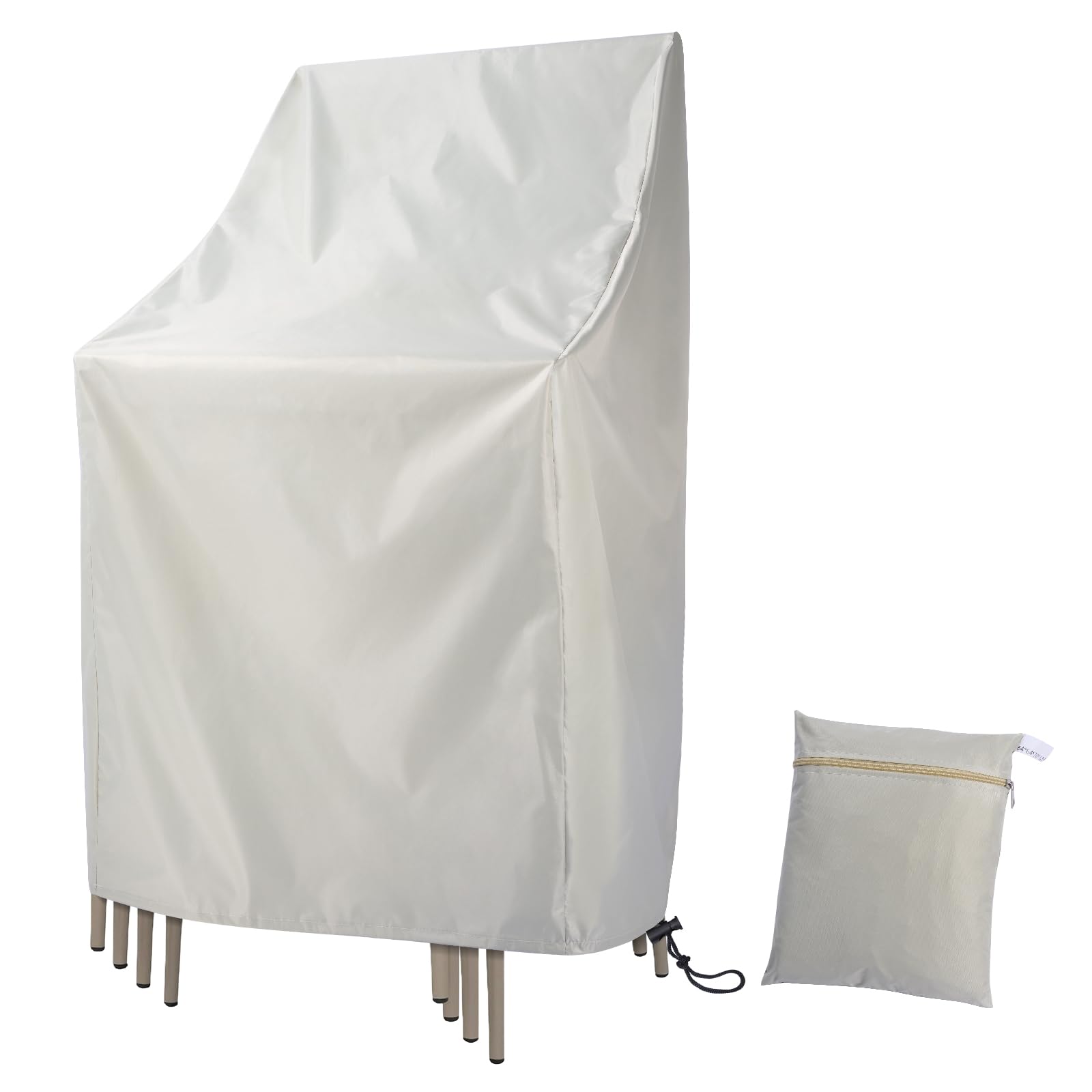 Waterproof Stackable Chair Covers, Uranshin Outdoor Patio Furniture Covers Stacked Chairs 210D Oxford Lounge Chair Covers Outdoor Stack Chairs For All Weather Protection,25'L X 25'W X 47”H (Beige)