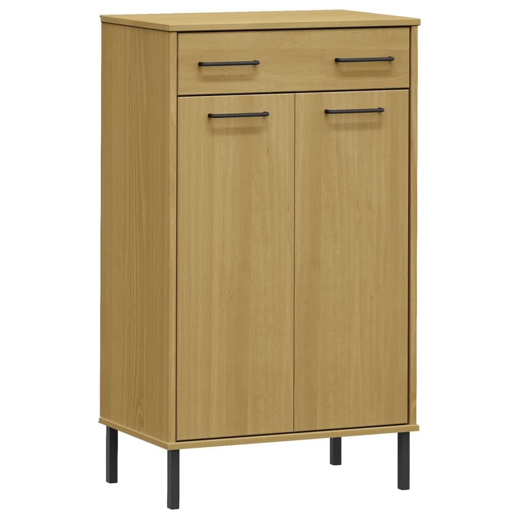 Vidaxl 4-Tier Shoe Organizer With 4 Drawers, Brown Wooden Shoe Cabinet With Metal Legs For Home Office Entryway