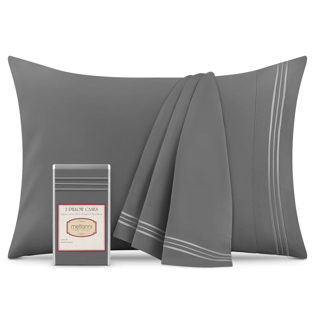 Mellanni King Size Pillow Cases 2 Pack - Pillow Covers - Pillow Protector - Luxury Bedding Sheets & Pillowcases - Envelope Closure - Wrinkle, Fade, Stain Resistant (Set Of 2 King Size, Gray)