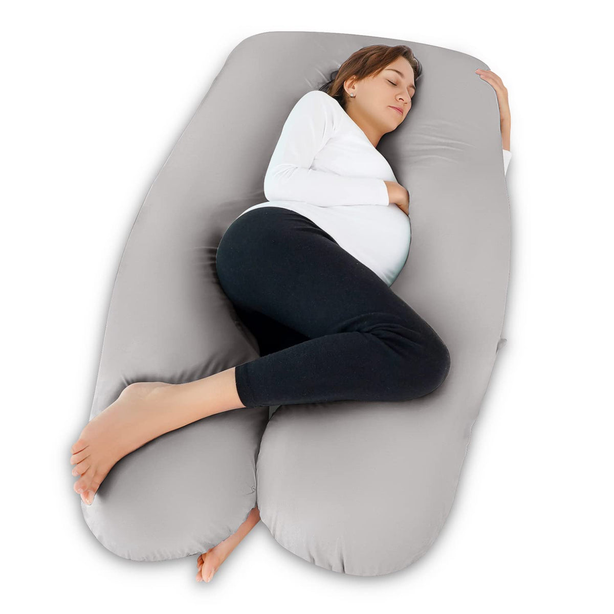 Meiz Pregnancy Pillow, Cooling Silky Pregnancy Pillows For Sleeping, Maternity Body Pillow For Pregnant Woman With Cooling Silk
