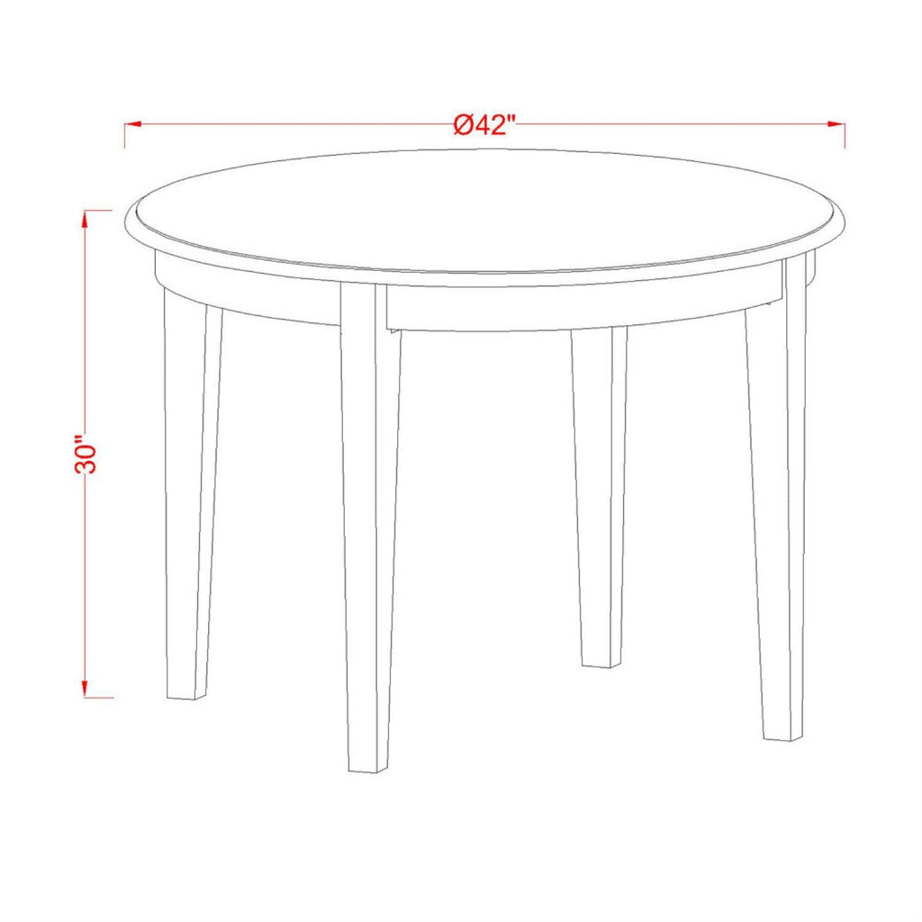 East West Furniture BOCA5-CAP-W 5 Piece Dining Room Furniture Set Includes a Round Kitchen Table and 4 Dining Chairs, 42x42 Inch, Cappuccino