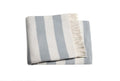 HomeRoots Cream/Sky Cotton/Acrylic Cream and Sky Blue Slanted Stripe Fringed Throw Blanket