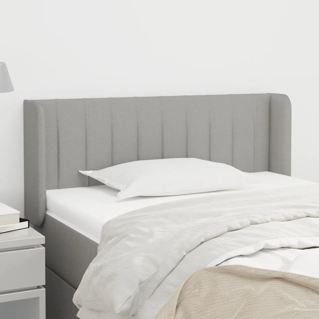 vidaXL Headboard, Upholstered Headboard for Bed Home, Bed Headboard with Ears, Bedroom Furniture, Light Gray 40.6"x6.3"x30.7"/34.6" Fabric