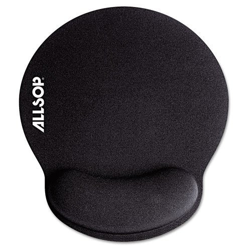 Memory Foam Mouse Pad With Wrist Rest, Black, 7 1/4 Inch X 8 1/4 Inch