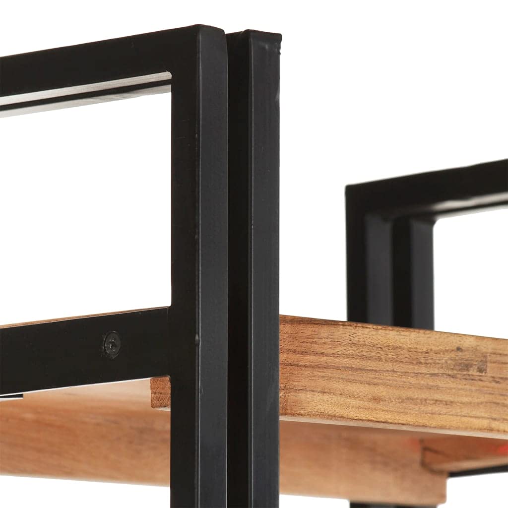 vidaXL Industrial Style 5-Tier Bookcase - Solid Acacia Wood with Powder-Coated Steel Frame - Home Office Library Organization