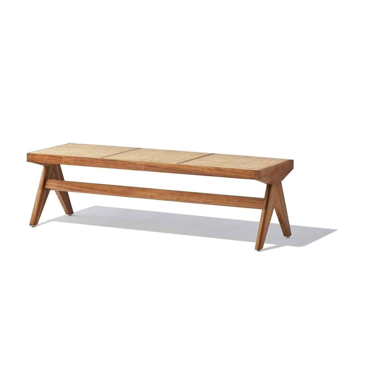 GFURN Clia Bench - Walnut and Natural Rattan