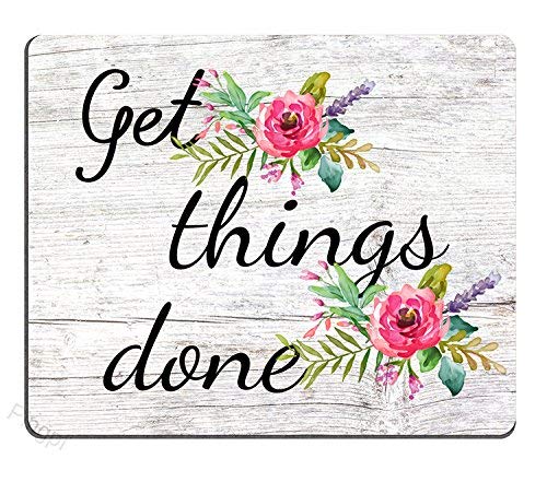 Floral Mouse Pad Motiavation Quote Get Things Done Neoprene Inspirational Quote Mousepad Office Space Decor Home Office Computer