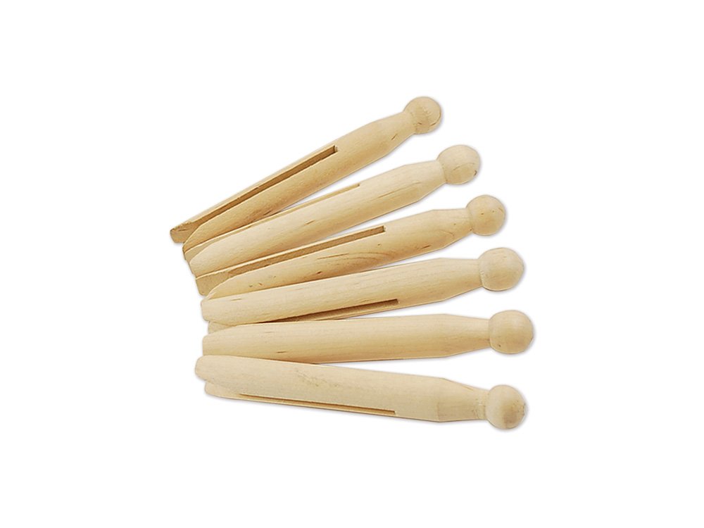 Multicraft Imports Wood Doll-Peg Clothespins Round-Natural 4.25'' 6/Pkg (27126926)