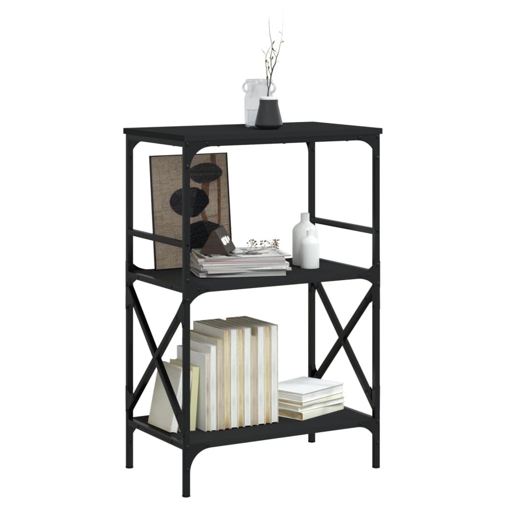 vidaXL 4-Tier Black Bookcase - Thumbnail 3