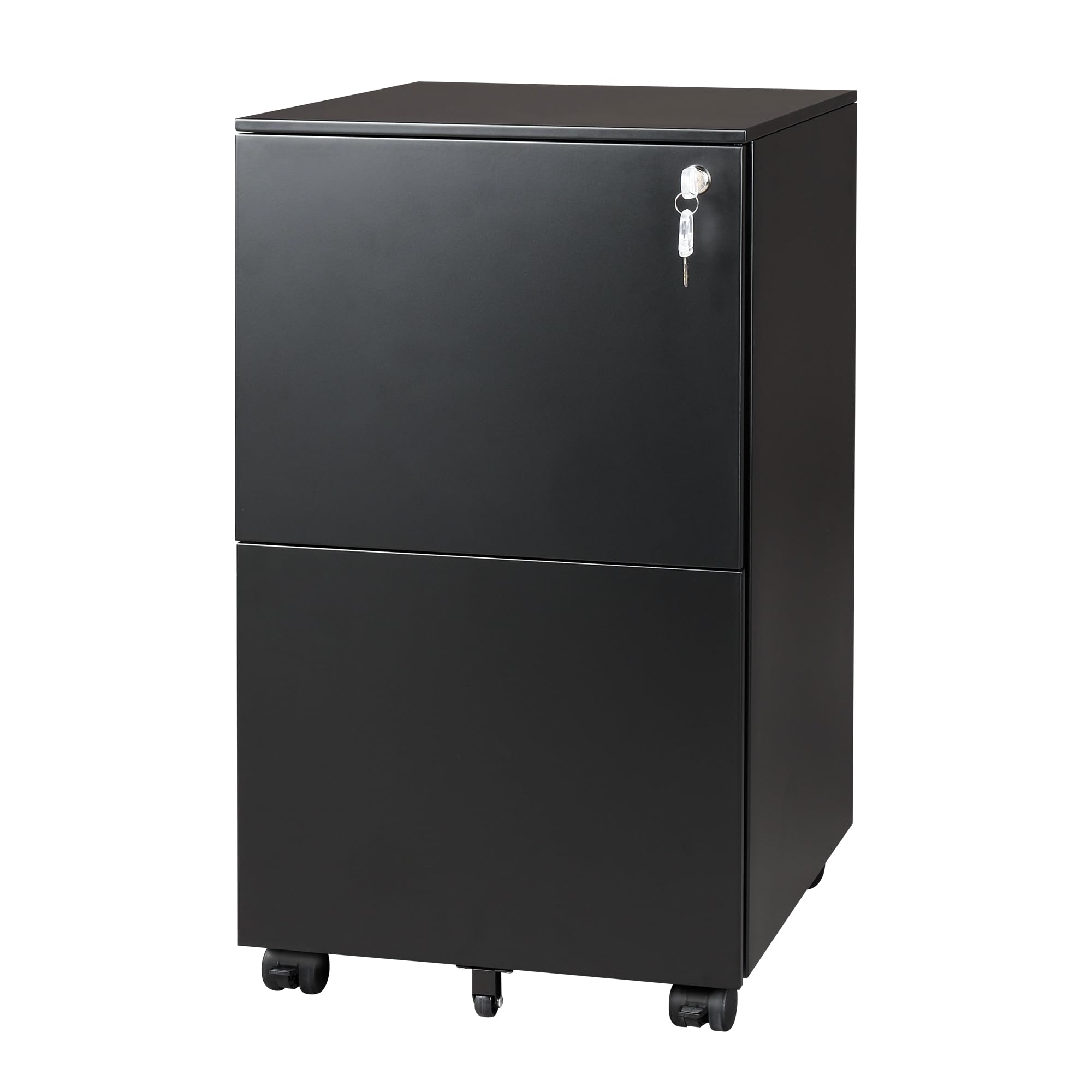 DEVAISE 2-Drawer File Cabinet with Lock, Rolling Metal Filing Cabinet on Wheels for Home Office, Fully Assembled Under Desk Stor