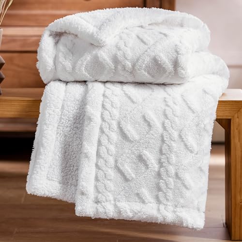 Bedsure Sherpa Blanket Twin Size - Twin Blanket Fuzzy Soft Cozy Throw For Couch, Fleece Thick Warm Blanket For Winter, White Fal