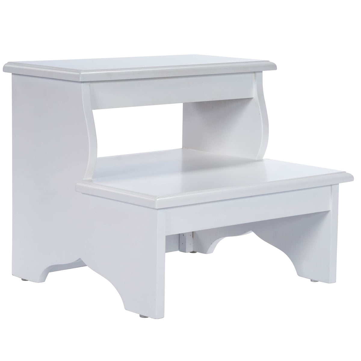 HomeRoots MDF, Acacia Wood Solids Handcrafted White Step Stool