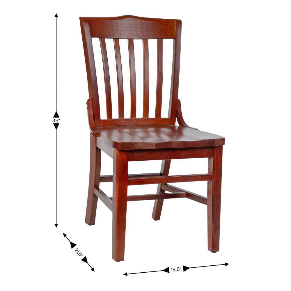 Flash Furniture Hercules Series School House Back Mahogany Wood Dining Chair, Traditional Elegant Wood Restaurant Chair, Walnut Wood - Thumbnail 5