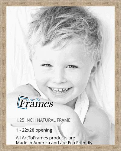 ArtToFrames 22x28 Inch Brown Picture Frame, This 1.25 Custom Poster Frame is Natural Oak - Barnwood Style, for Your Art or Photo