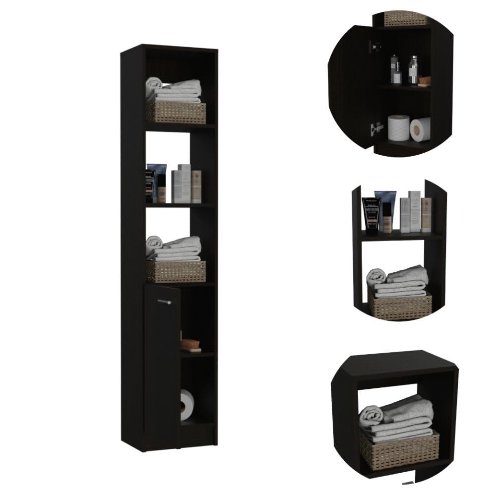 Linen Cabinet Emmett, Two Interior Shelves - Black