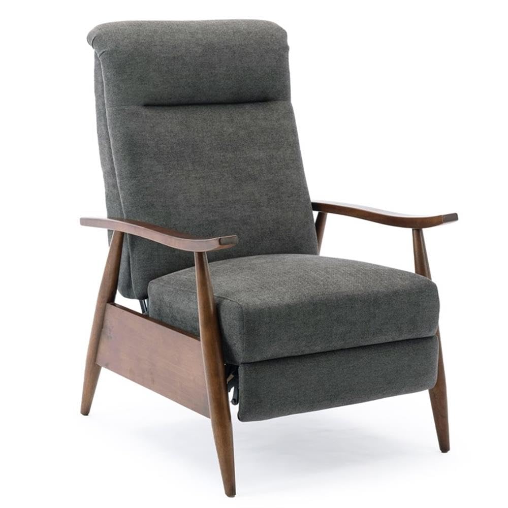 Comfort Pointe Soren Charcoal Polyester Fabric Wood Arm Push Back Recliner