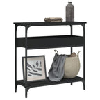 vidaXL Console Table with Adjustable Feet and Shelf - Black, Made from Engineered Wood and Metal for Living Room, Entryway, or Hallway