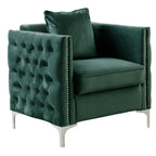 Lilola Home Bayberry Green Velvet Chair with 1 Pillow