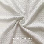 Miye Pleated Waffle Weave Bed Skirt, Tailored Dust Ruffle 14 Inch Drop Easy Fit, Machine Washable (White, Queen - 14'' Drop)