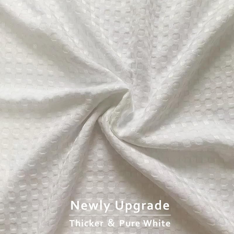 Miye Pleated Waffle Weave Bed Skirt, Tailored Dust Ruffle 16 Inch Drop Easy Fit, Machine Washable (White, Queen - 16'' Drop)