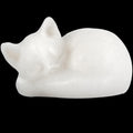 Ytbeoxk 2.1 Inch White Jade Cat Crystal Statue, Healing Crystal Sleeping Cat Gemstones Decorations, Lucky Cute Kitten Figurines,