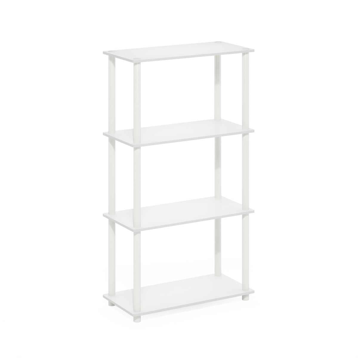 Furinno Turn-N-Tube 4-Tier Multipurpose Shelf Display Rack, White/White