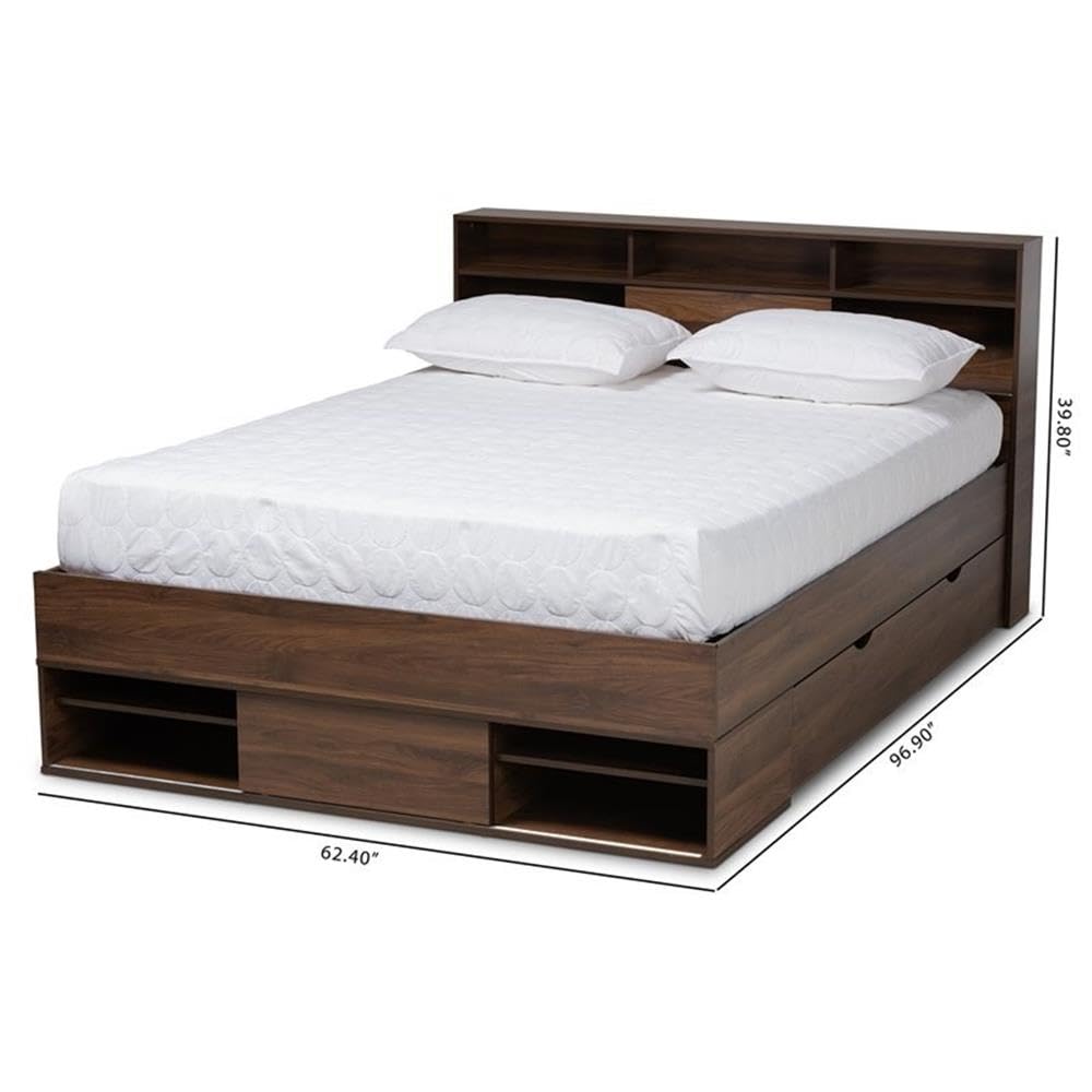 Baxton Studio Modern Queen Bed with Dark Brown SEBED13017026-Columbia-Queen