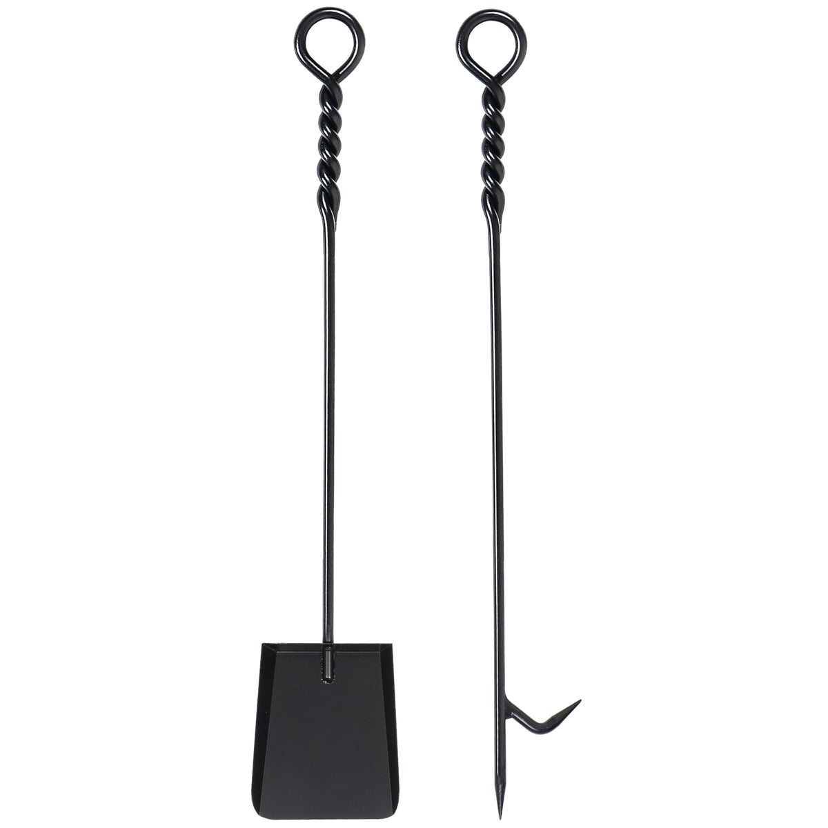 Fireplace Tools Set with 40inch Twisted Rope Design Fire Poker and Fireplace Shovel, Heavy Duty Handmade Fire Poker and Shovel f