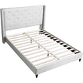 Best Master Furniture Vera Tufted Linen Platform Bed, Full, Beige