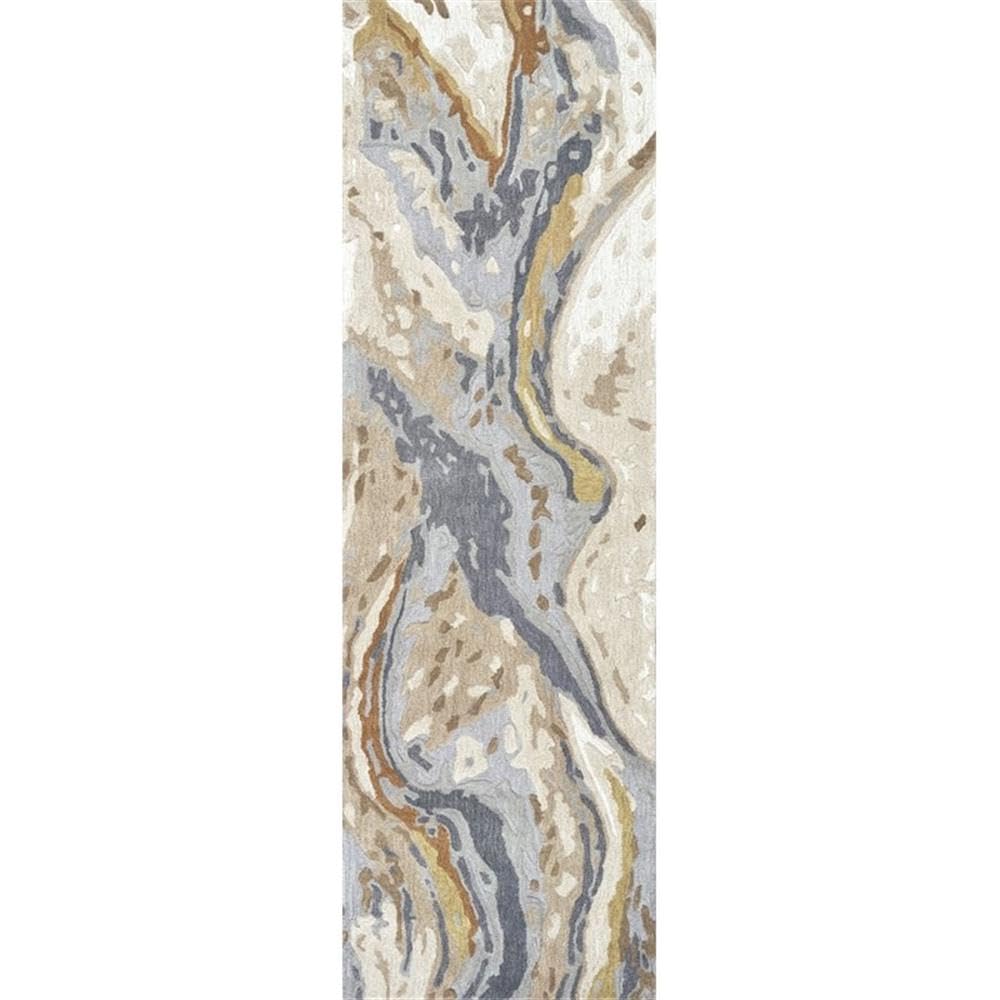 Rizzy Home Alora Decor Flare 2'6" X 8' Beige/Blue/Grey/Taupe/Gold Hand-Tufted Area Rug
