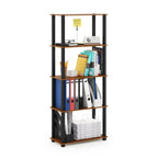 Furinno Turn-N-Tube 5-Tier Multipurpose Shelf / Display Rack / Storage Shelf / Bookshelf, Square Tubes, Light Cherry/Black