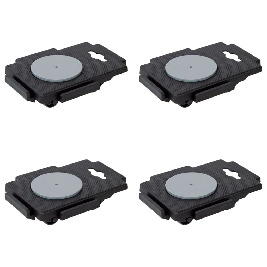 Moving Trolley with 8 Wheels, Set of 4, Black, Polypropylene, 150 kg