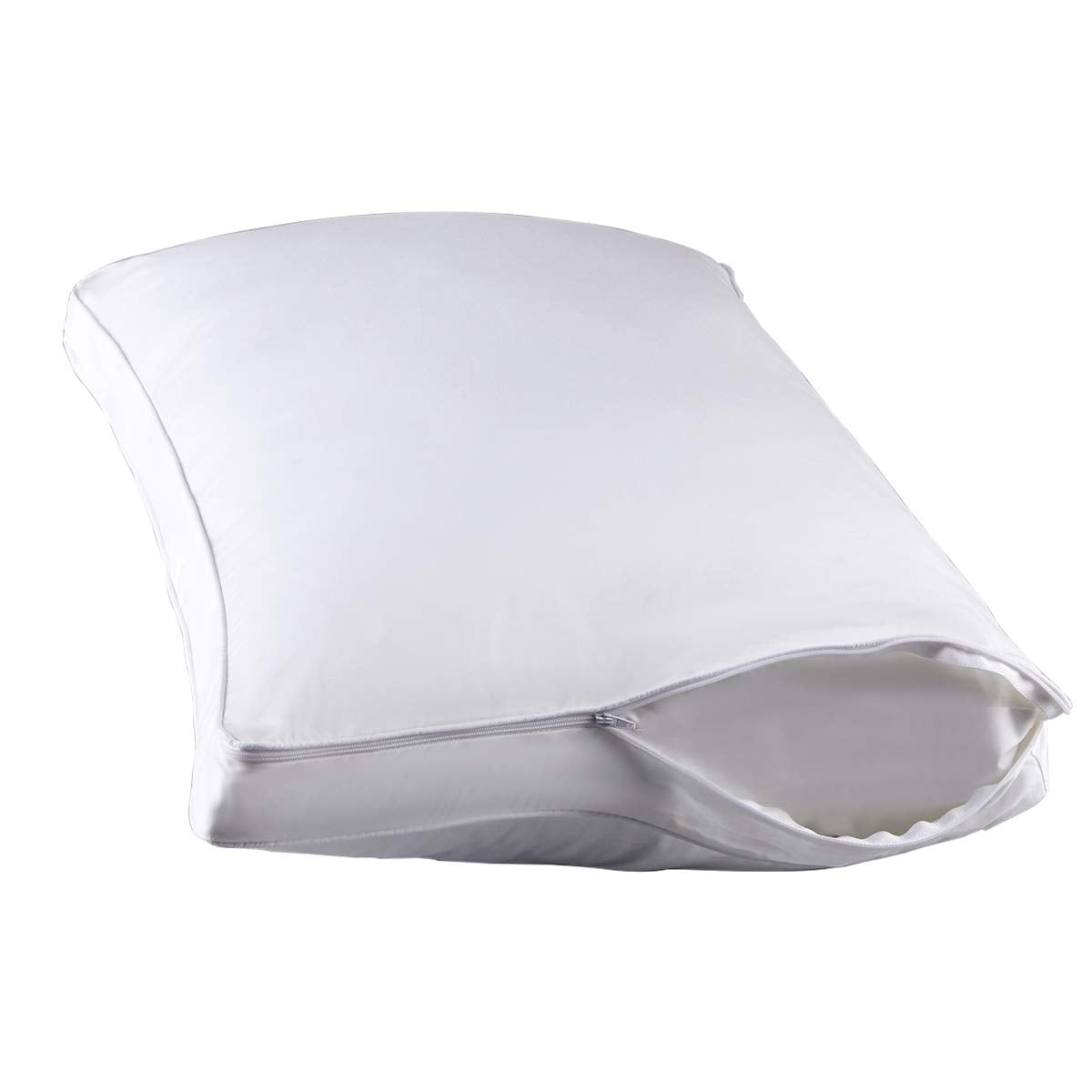Stonecrest Gusseted Pillow Protector - 1 Pc, Zipper Premium Gusset Pillow Encasement Covers(300Tc Sateen-Gusset, Queen)