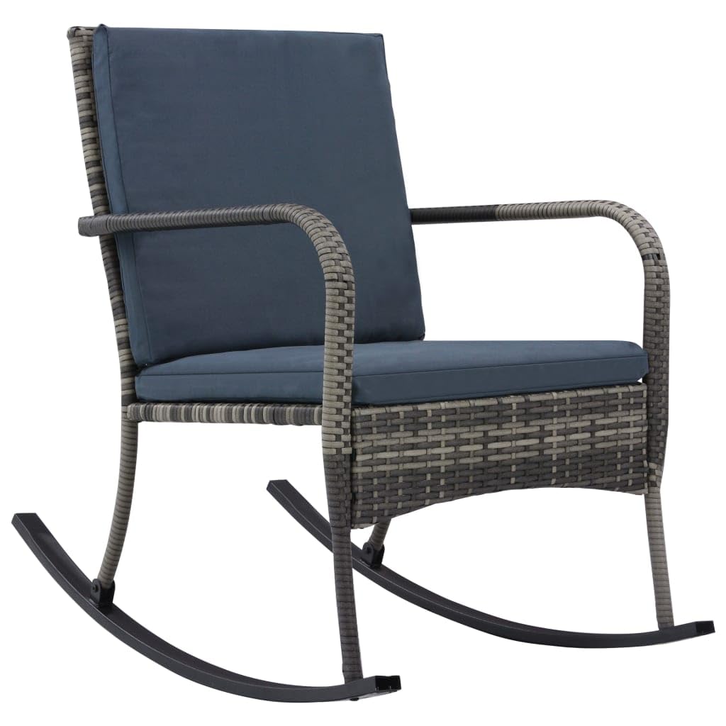 vidaXL Modern Outdoor Garden Rocking Chair - Durable Poly Rattan Material - Comfortable Cushions, Easy Assembly, Ergonomic Design - Anthracite