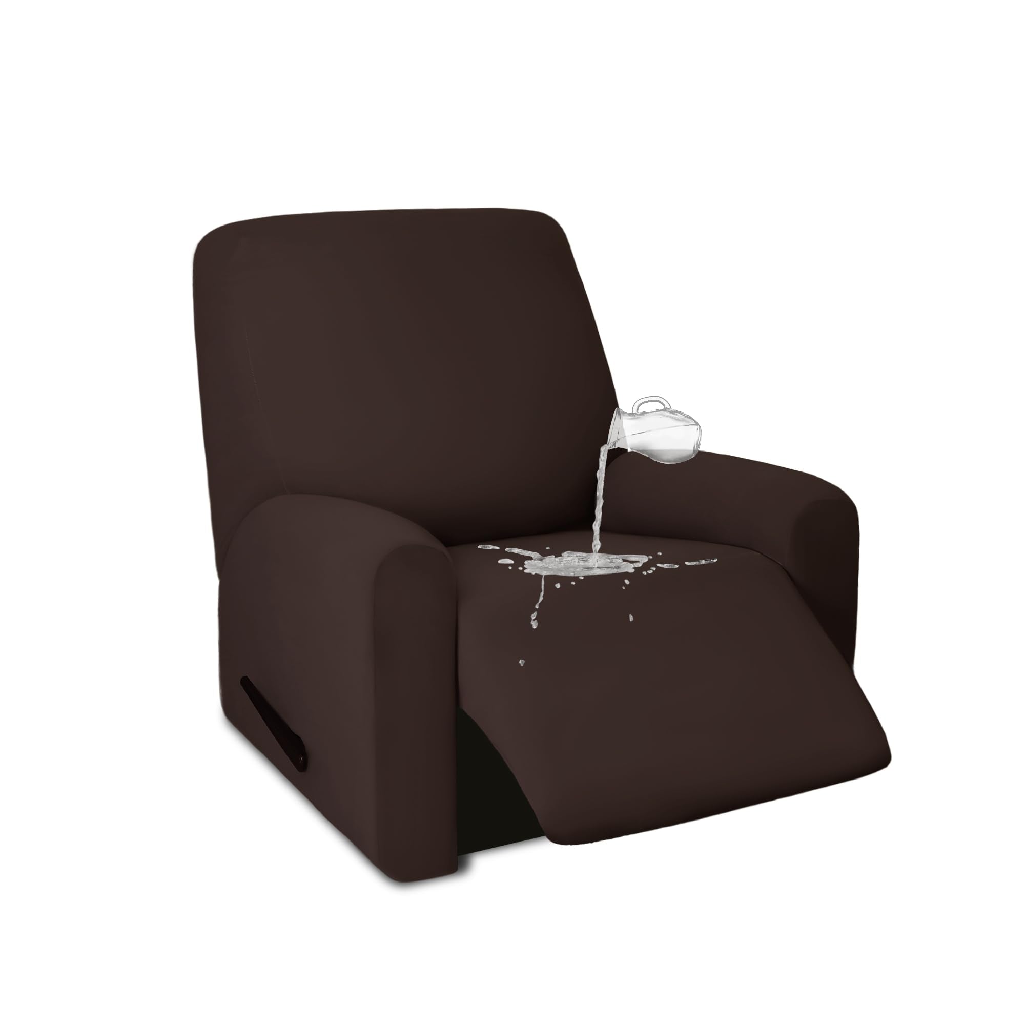 Purefit 100% Dual Waterproof Recliner Cover, Waterproof Couch Cover For Recliner - Stretch Non Slip Fleece Sofa Covers Washable, Leakproof Furniture Protector For Kids, Pets, Dog (Recliner, Chocolate)