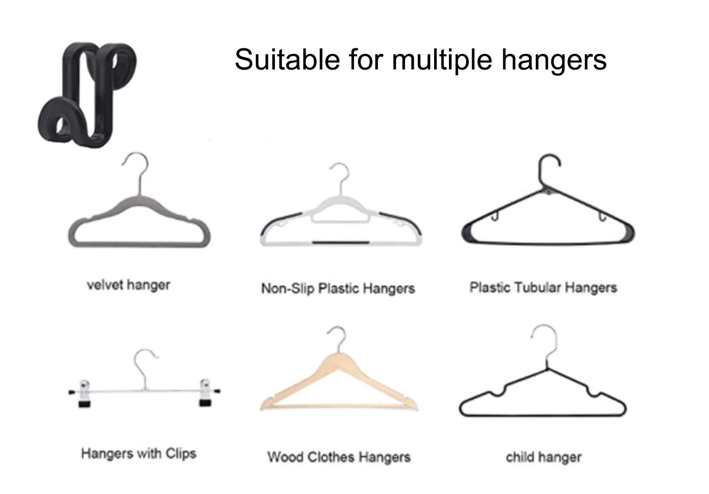 Kclongvs 60 Pcs Clothes Hanger Connector Hooks, For Velvet Huggable Hangers, Wooden Hangers, Heavy Duty Space Saving For Closet